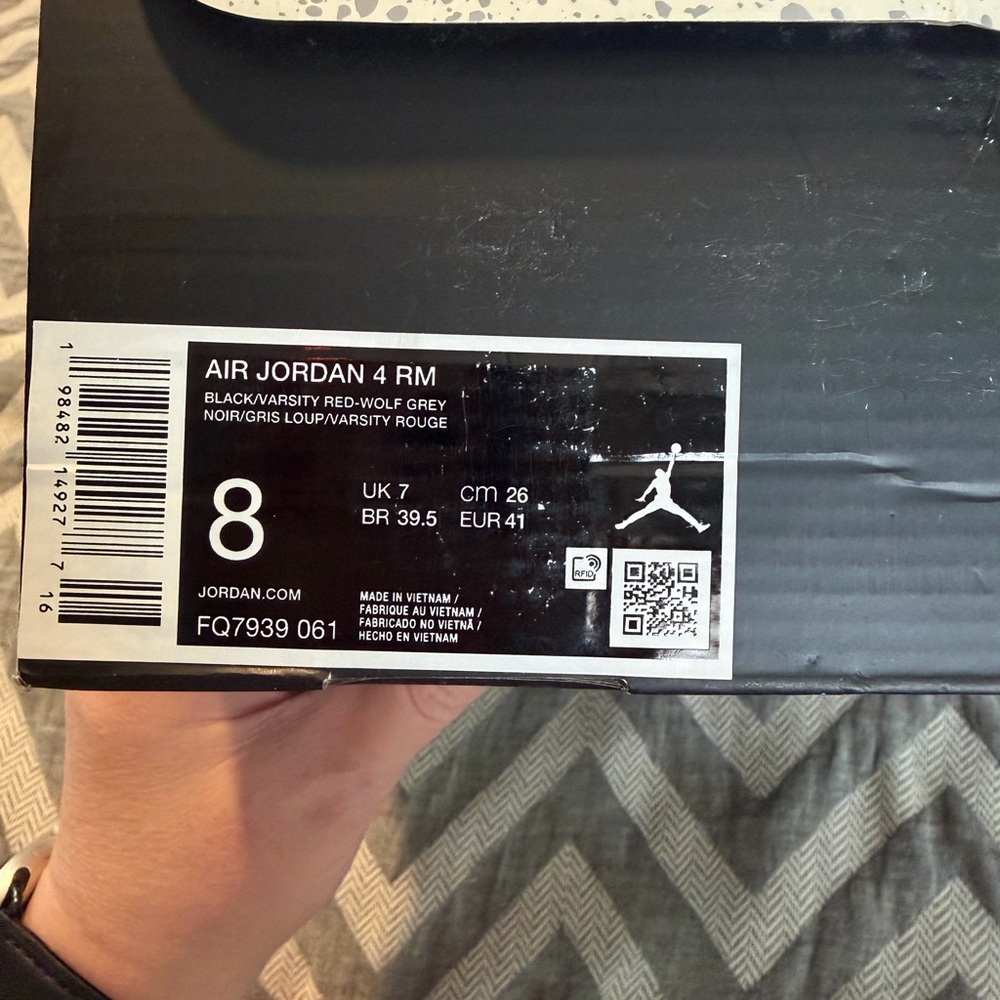 Jordan Air 4 RM Black Varsity Red Wolf Grey Shoes